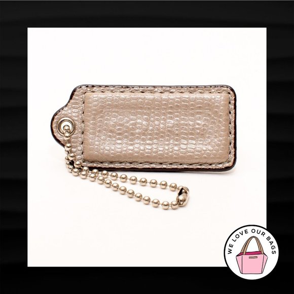 2.25" COACH TAUPE BEIGE EMBOSSED LEATHER KEY FOB BAG CHARM KEYCHAIN HANGTAG TAG - Picture 1 of 1